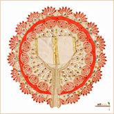 Blended Frill Thread Lace Work Cream & Orange Poshak